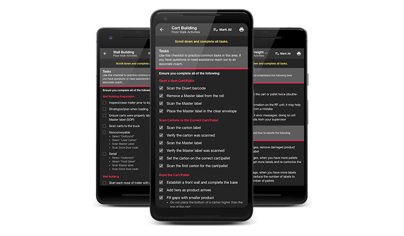 Mobile app for tracking post-training assessments